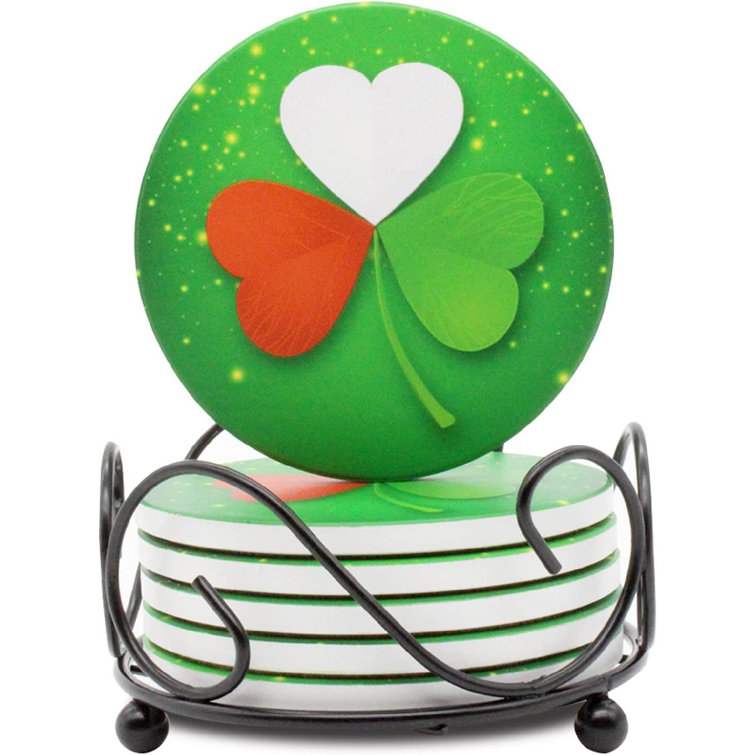 Frifoho Ceramic Round 6 Piece Coaster Set With Holder Wayfair